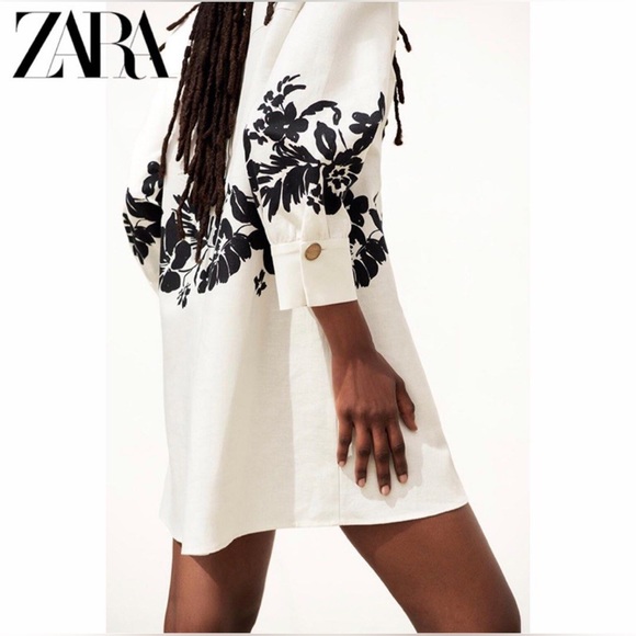 Zara new with tags linen blend floral print dress - Picture 2 of 6